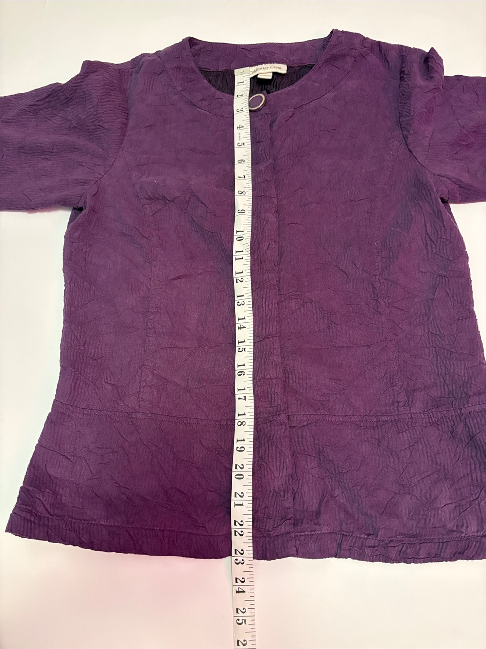 Coldwater Creek Purple Crinkle Textured Collarless Jacket, women’s Sz 8. - Picture 11 of 16